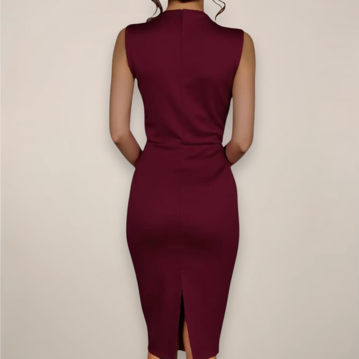Ärmelloses Midi-Etuikleid für Damen mit Bindedetail am Ausschnitt-Midi Dress-Alpenkind