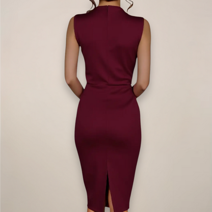 Ärmelloses Midi-Etuikleid für Damen mit Bindedetail am Ausschnitt-Midi Dress-Alpenkind