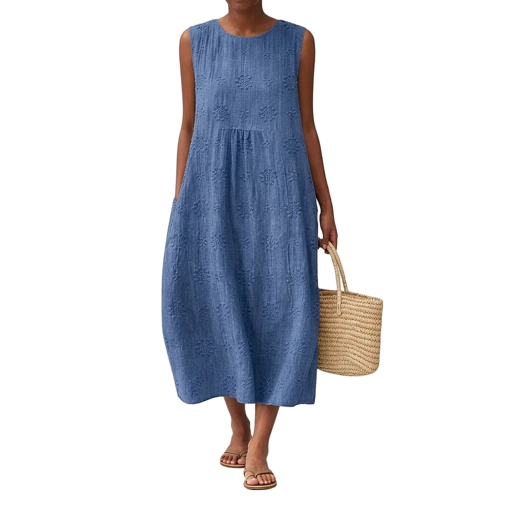 Ärmelloses Midi-Kleid für Damen mit Lochstickerei-Midi Dress-Alpenkind