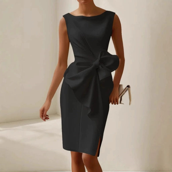 Ärmelloses Midi-Kleid für Damen mit Schleifendetail-Midi Dress-Alpenkind