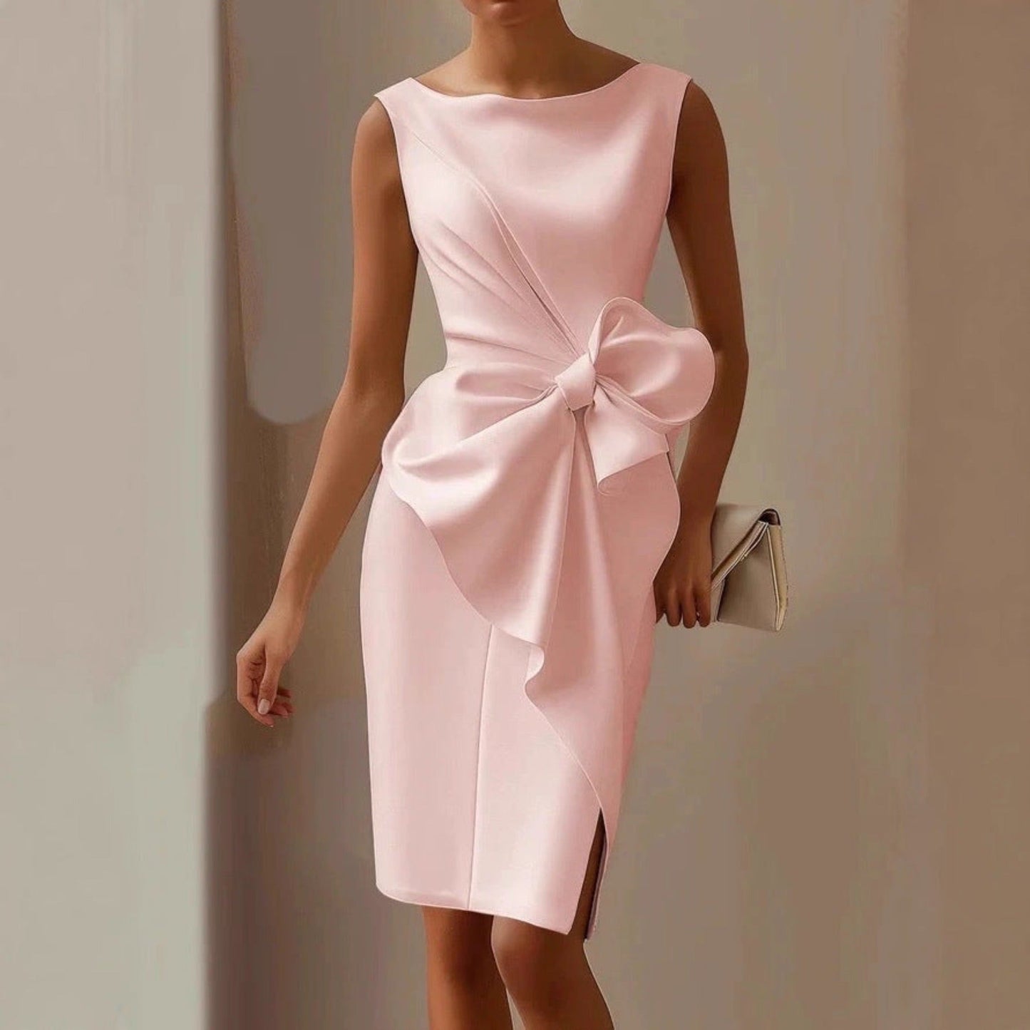 Ärmelloses Midi-Kleid für Damen mit Schleifendetail-Midi Dress-Alpenkind