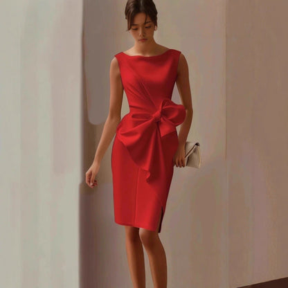 Ärmelloses Midi-Kleid für Damen mit Schleifendetail-Midi Dress-Alpenkind
