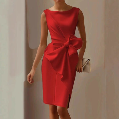 Ärmelloses Midi-Kleid für Damen mit Schleifendetail-Midi Dress-Alpenkind