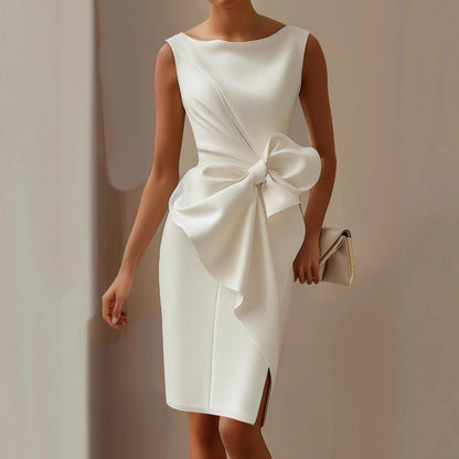 Ärmelloses Midi-Kleid für Damen mit Schleifendetail-Midi Dress-Alpenkind