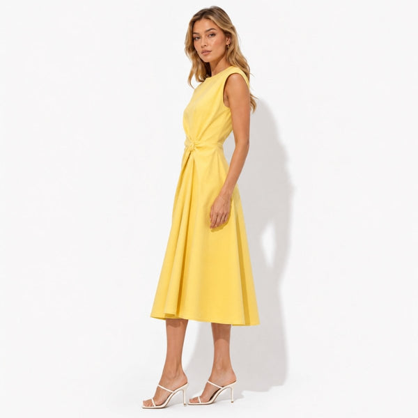 Ärmelloses Midi-Kleid für Damen mit seitlichem Knoten-Midi Dress-Alpenkind