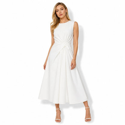 Ärmelloses Midi-Kleid für Damen mit seitlichem Knoten-Midi Dress-Alpenkind