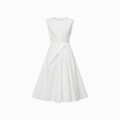 Ärmelloses Midi-Kleid für Damen mit seitlichem Knoten-Midi Dress-Alpenkind