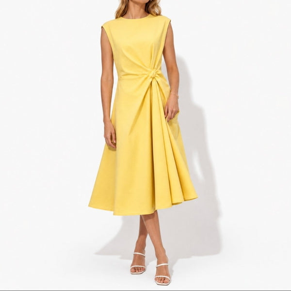 Ärmelloses Midi-Kleid für Damen mit seitlichem Knoten-Midi Dress-Alpenkind