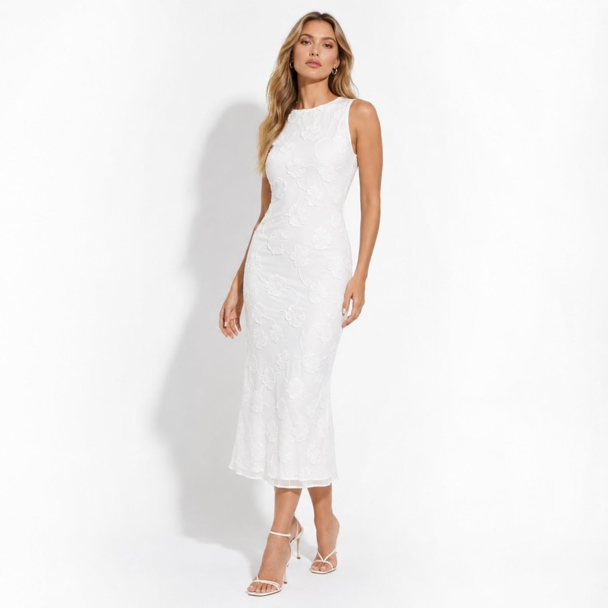 Ärmelloses Midikleid mit Blumenmuster für Damen-Midi Dress-Alpenkind