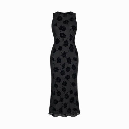 Ärmelloses Midikleid mit Blumenmuster für Damen-Midi Dress-Alpenkind