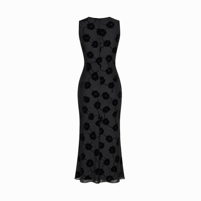 Ärmelloses Midikleid mit Blumenmuster für Damen-Midi Dress-Alpenkind