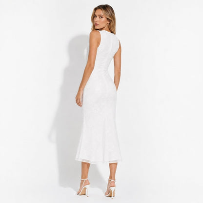 Ärmelloses Midikleid mit Blumenmuster für Damen-Midi Dress-Alpenkind