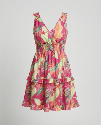 Ärmelloses Mini-Kleid mit Blumenmuster für Damen-Mini Dress-Alpenkind