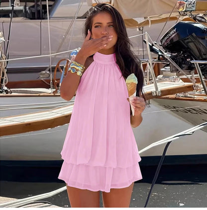Ärmelloses Mini-Kleid mit Neckholder-Ausschnitt für Damen-Mini Dress-Alpenkind