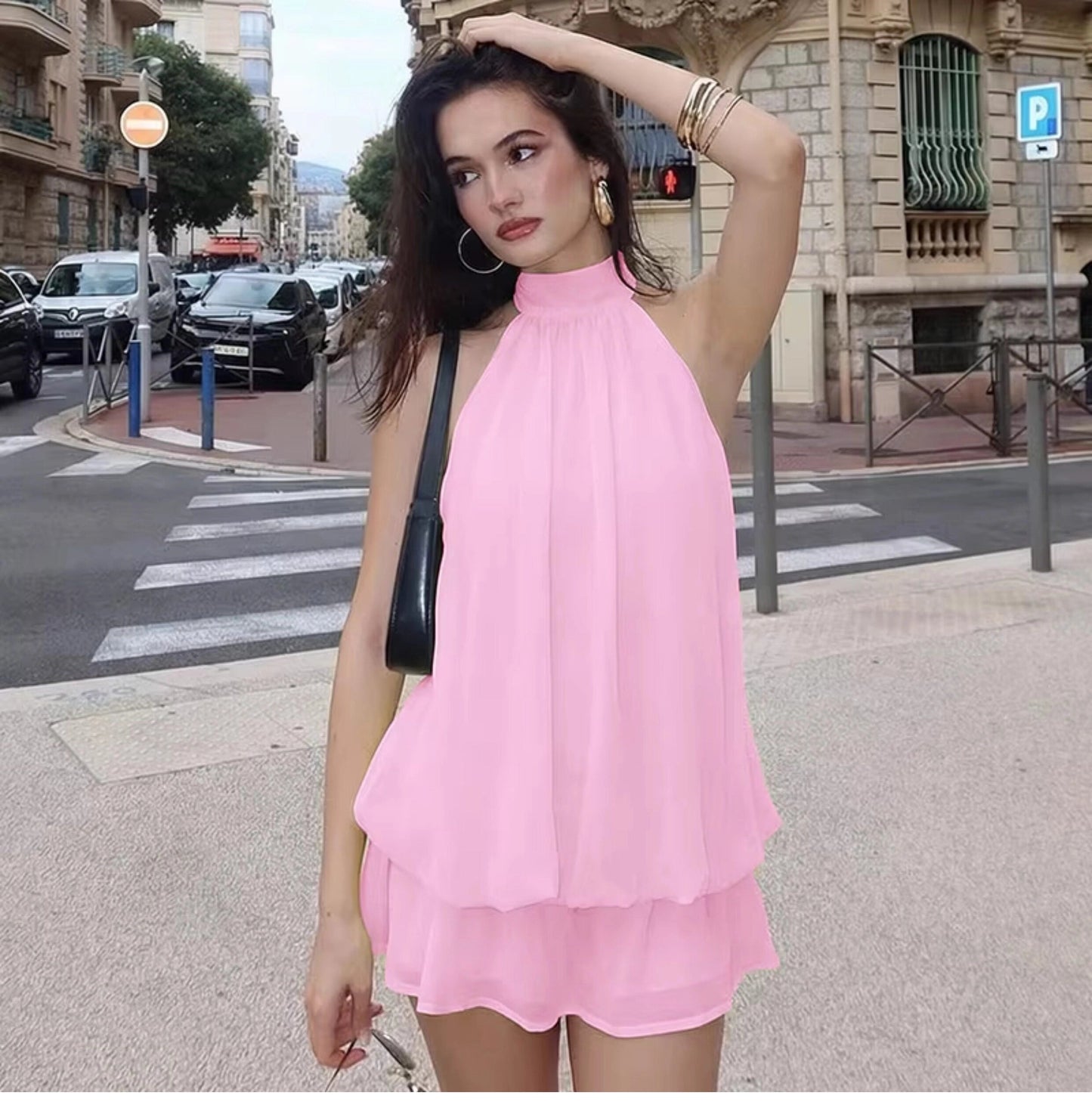 Ärmelloses Mini-Kleid mit Neckholder-Ausschnitt für Damen-Mini Dress-Alpenkind