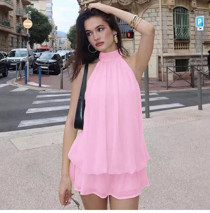 Ärmelloses Mini-Kleid mit Neckholder-Ausschnitt für Damen-Mini Dress-Alpenkind