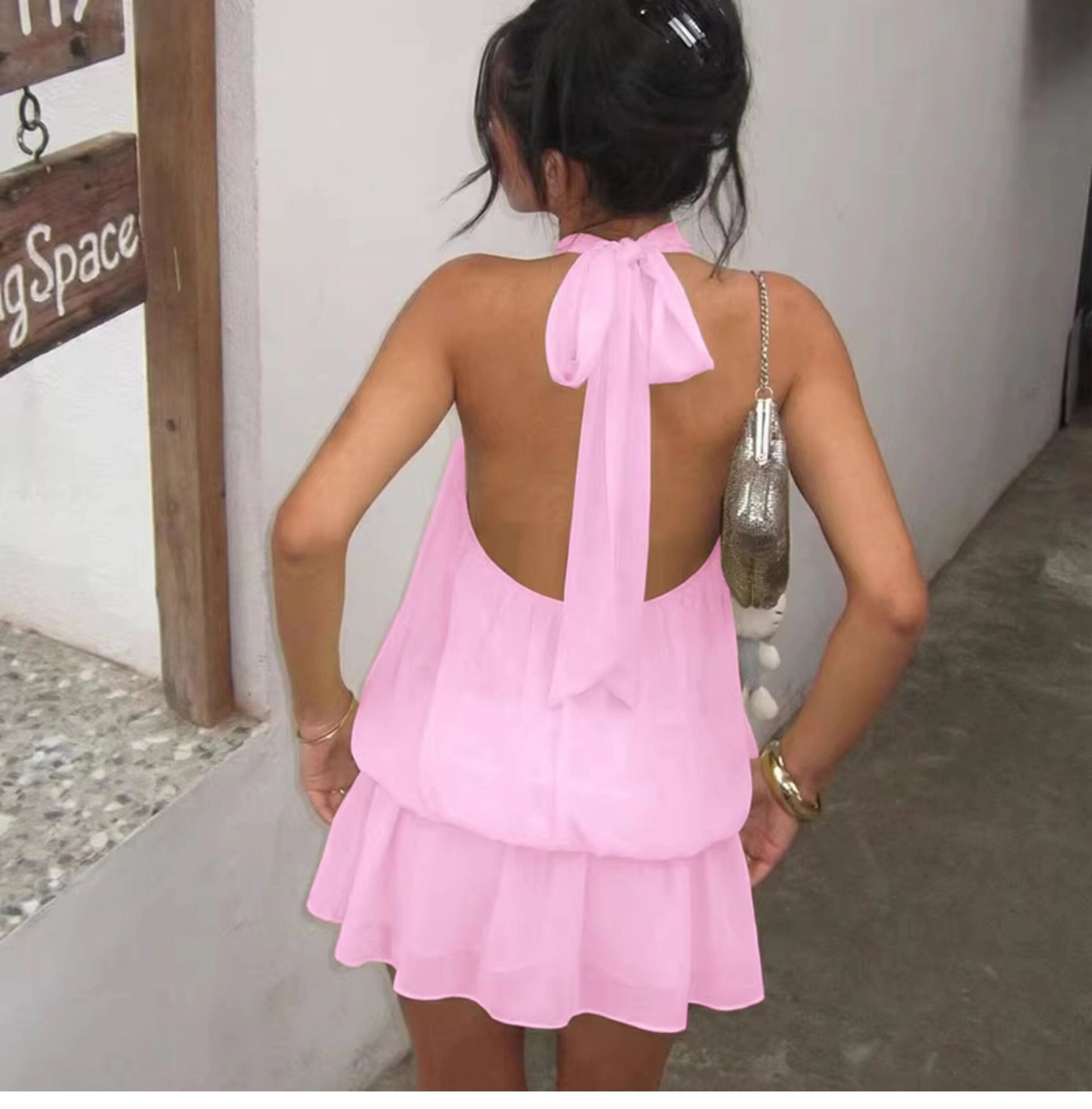 Ärmelloses Mini-Kleid mit Neckholder-Ausschnitt für Damen-Mini Dress-Alpenkind