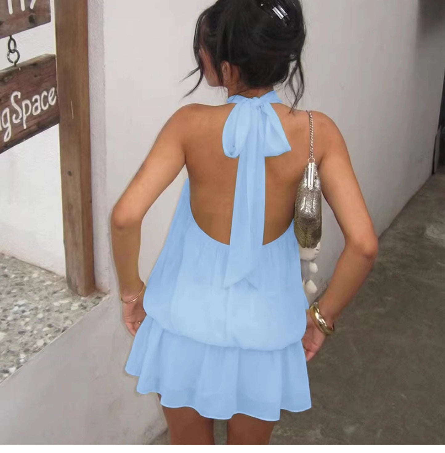 Ärmelloses Mini-Kleid mit Neckholder-Ausschnitt für Damen-Mini Dress-Alpenkind