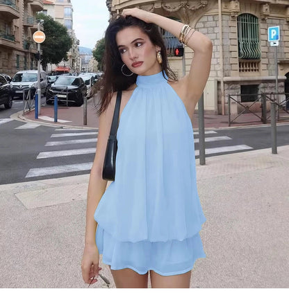 Ärmelloses Mini-Kleid mit Neckholder-Ausschnitt für Damen-Mini Dress-Alpenkind