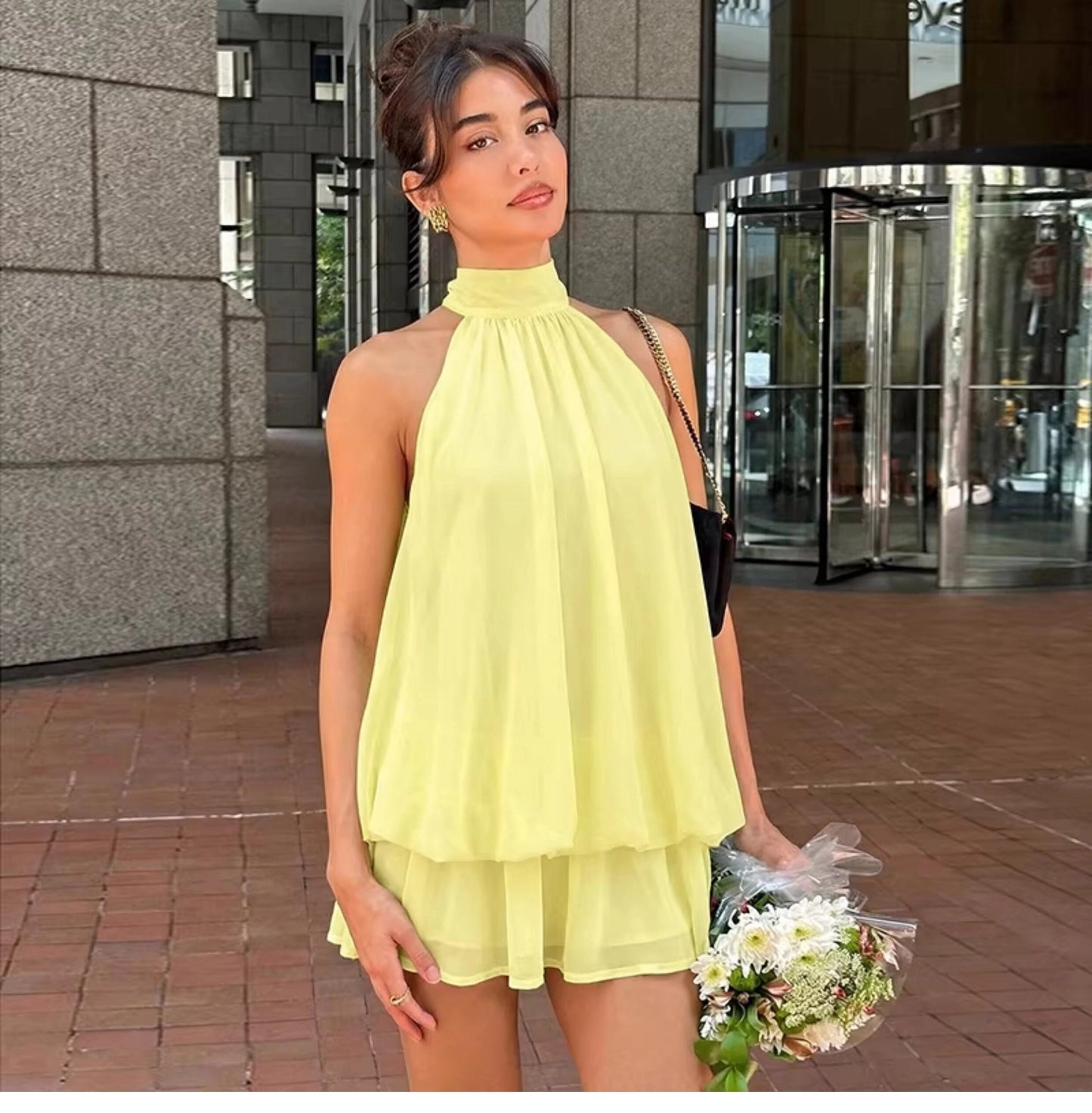 Ärmelloses Mini-Kleid mit Neckholder-Ausschnitt für Damen-Mini Dress-Alpenkind