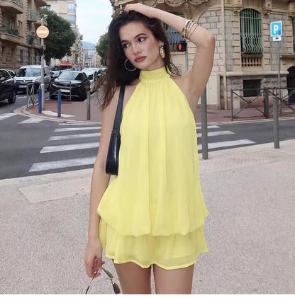 Ärmelloses Mini-Kleid mit Neckholder-Ausschnitt für Damen-Mini Dress-Alpenkind