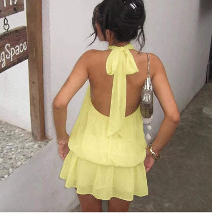 Ärmelloses Mini-Kleid mit Neckholder-Ausschnitt für Damen-Mini Dress-Alpenkind