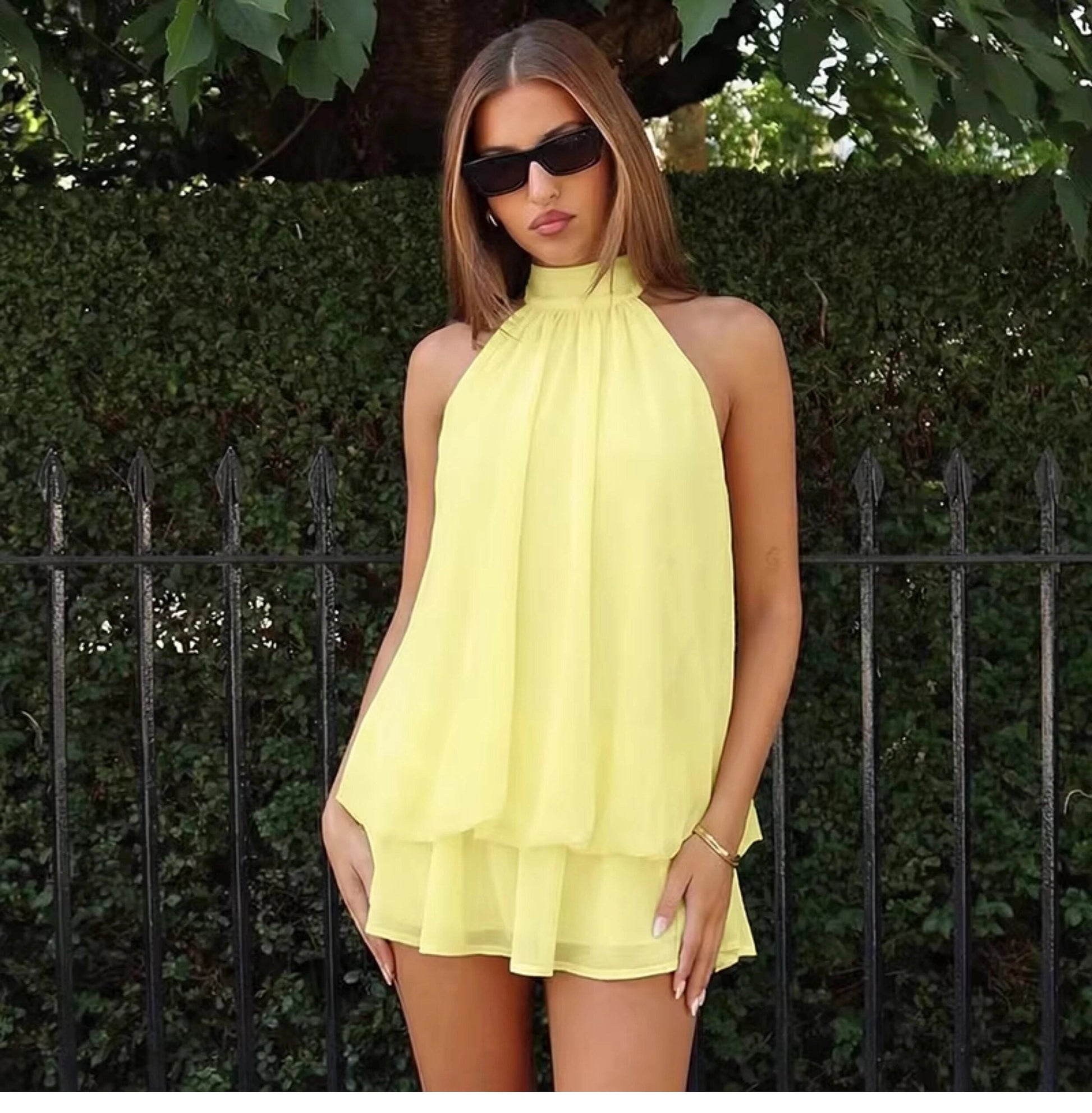 Ärmelloses Mini-Kleid mit Neckholder-Ausschnitt für Damen-Mini Dress-Alpenkind