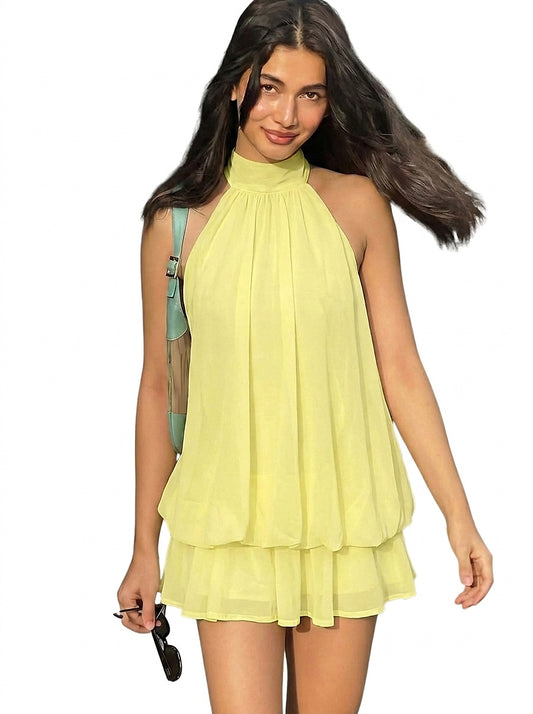 Ärmelloses Mini-Kleid mit Neckholder-Ausschnitt für Damen-Mini Dress-Alpenkind