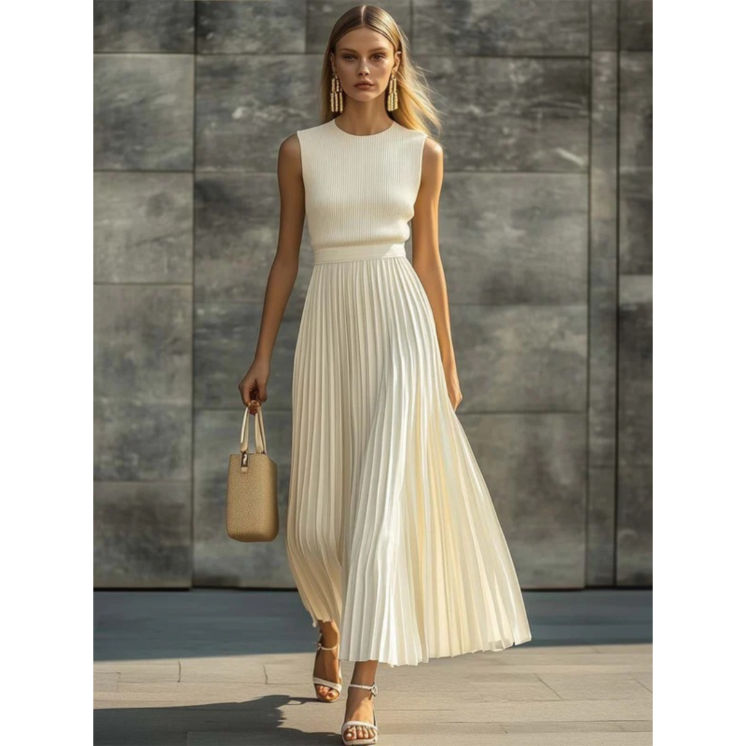Ärmelloses, plissiertes Damen-Maxikleid-Maxi Dress-Alpenkind