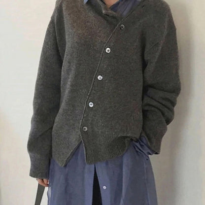 Asymmetrische Strickjacke mit Knöpfen für Damen-Cardigans for women-Alpenkind