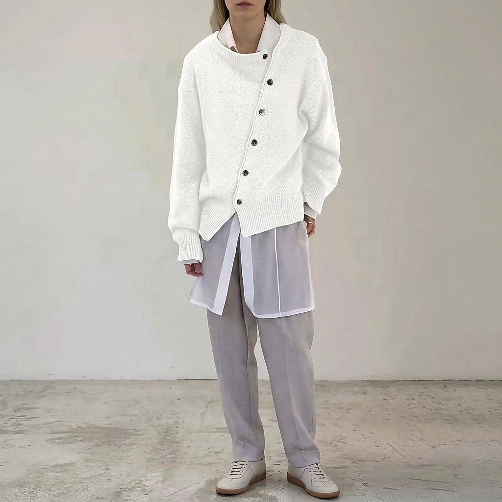 Asymmetrische Strickjacke mit Knöpfen für Damen-Cardigans for women-Alpenkind
