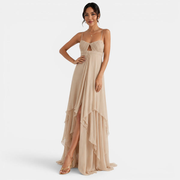 Asymmetrisches, gestuftes Maxi-Kleid für Damen-Maxi Dress-Alpenkind