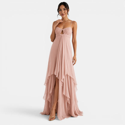 Asymmetrisches, gestuftes Maxi-Kleid für Damen-Maxi Dress-Alpenkind