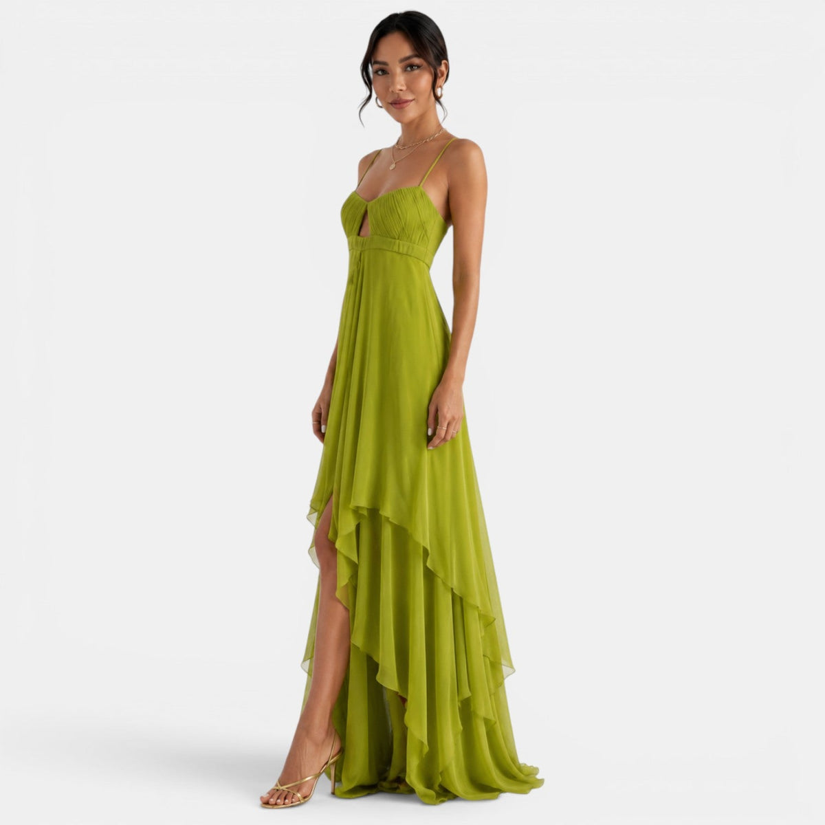 Asymmetrisches, gestuftes Maxi-Kleid für Damen-Maxi Dress-Alpenkind
