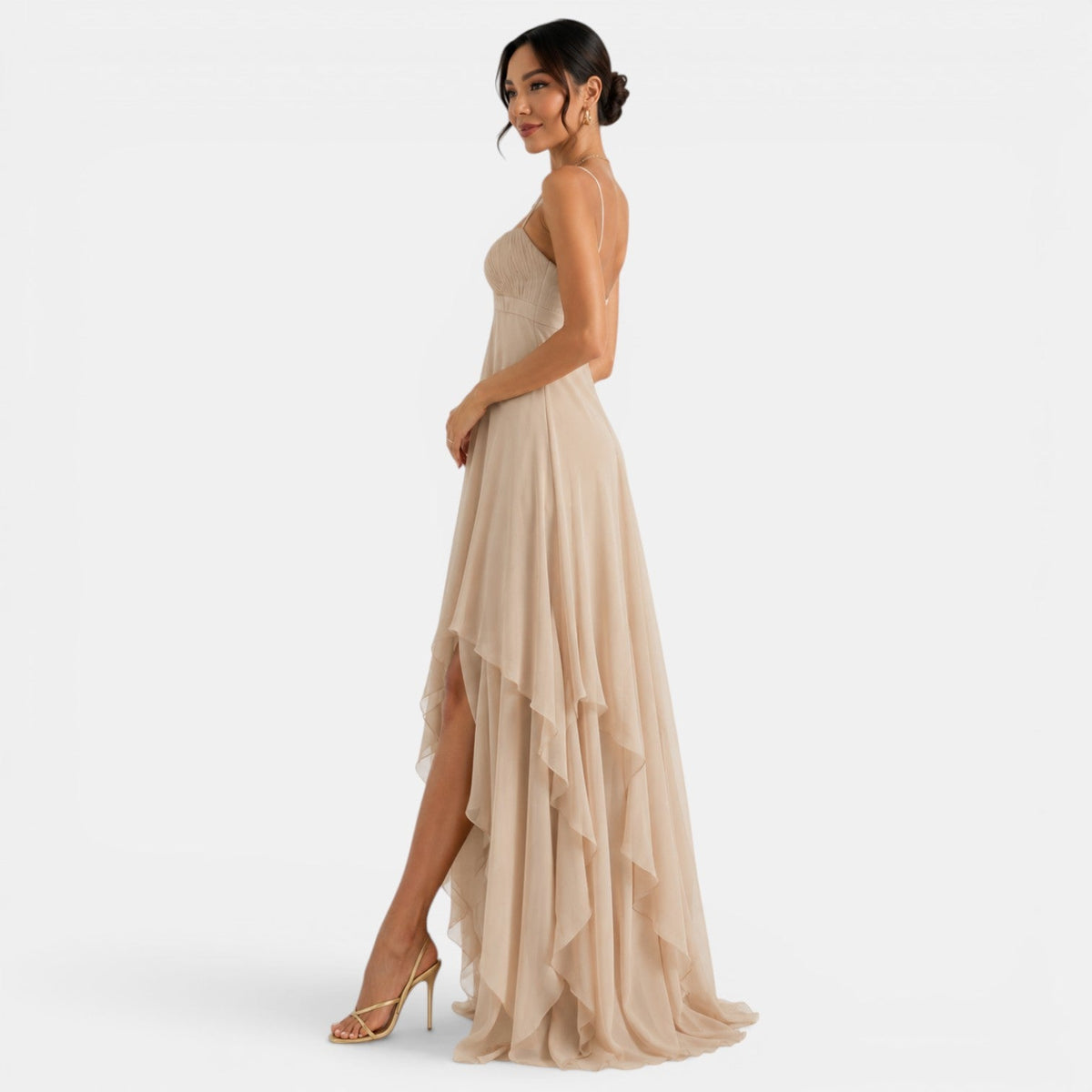 Asymmetrisches, gestuftes Maxi-Kleid für Damen-Maxi Dress-Alpenkind