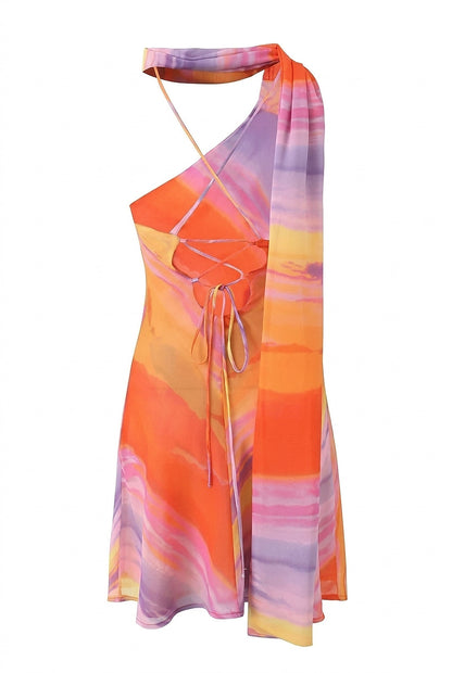 Asymmetrisches Mini-Kleid mit Neckholder-Mini Dress-Alpenkind