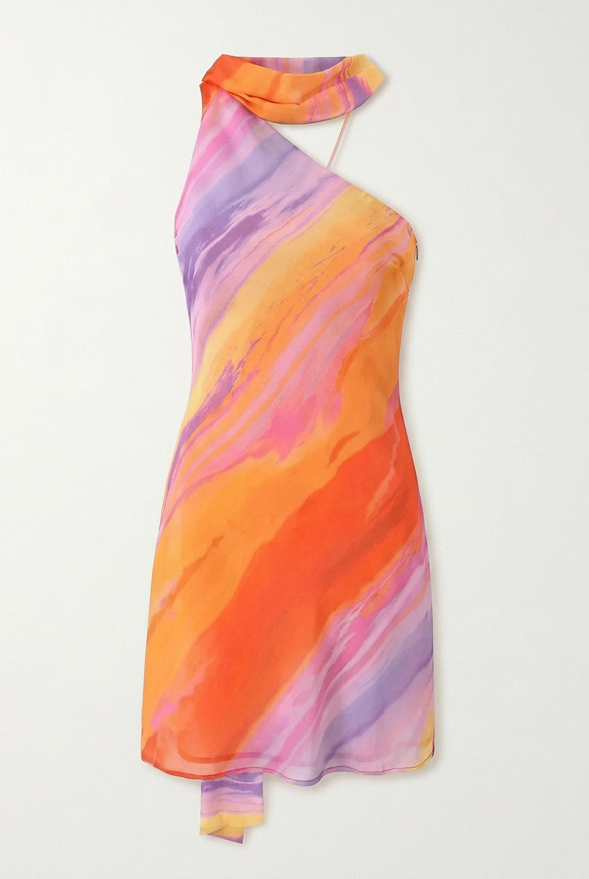Asymmetrisches Mini-Kleid mit Neckholder-Mini Dress-Alpenkind