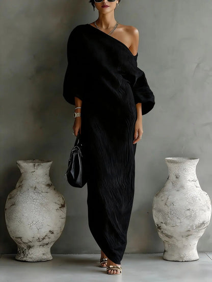 Asymmetrisches One-Shoulder-Maxikleid für Damen-Maxi Dress-Alpenkind