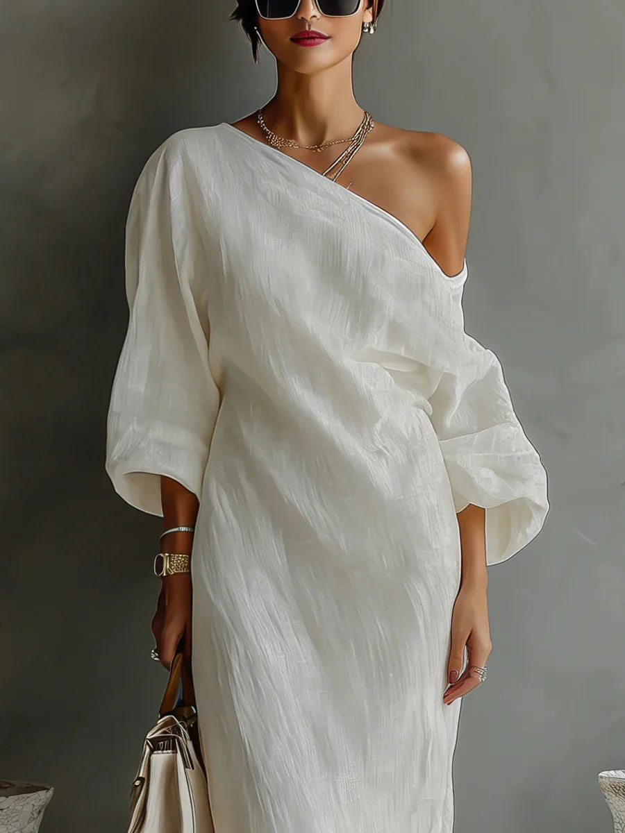 Asymmetrisches One-Shoulder-Maxikleid für Damen-Maxi Dress-Alpenkind