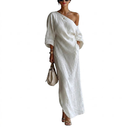 Asymmetrisches One-Shoulder-Maxikleid für Damen-Maxi Dress-Alpenkind
