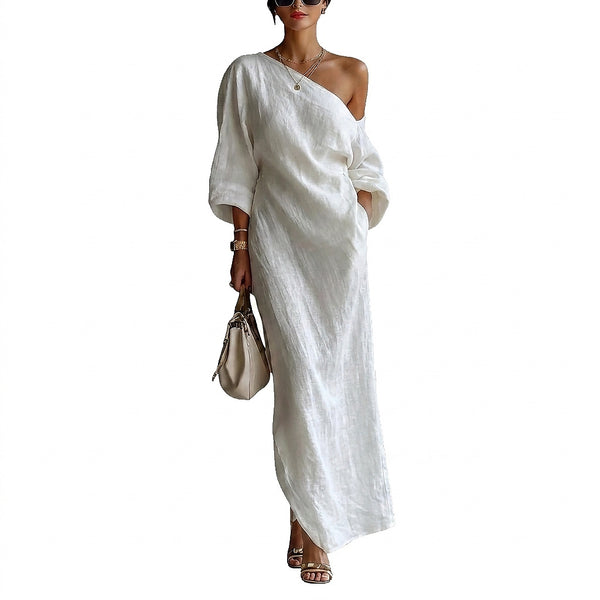 Asymmetrisches One-Shoulder-Maxikleid für Damen-Maxi Dress-Alpenkind