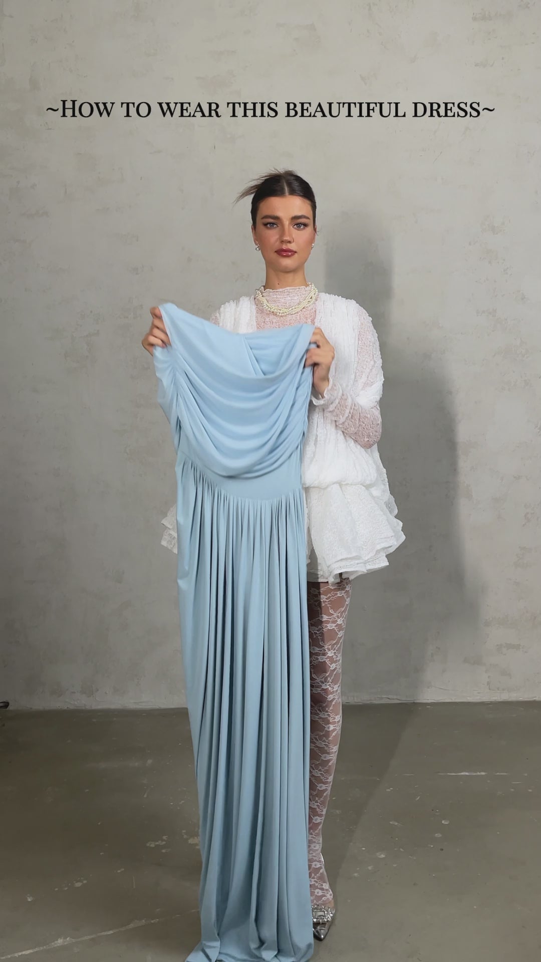 Asymmetrisches plissiertes Maxikleid für Damen-Maxi Dress-Alpenkind