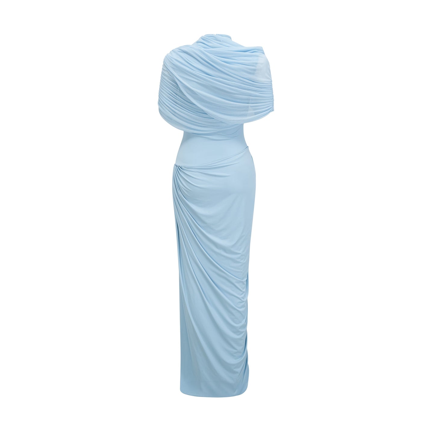 Asymmetrisches plissiertes Maxikleid für Damen-Maxi Dress-Alpenkind