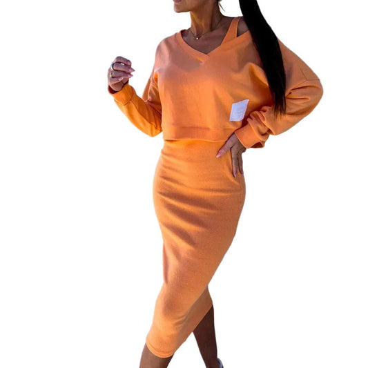 Asymmetrisches zweiteiliges Strickkleid für Damen-Women Dress-Alpenkind