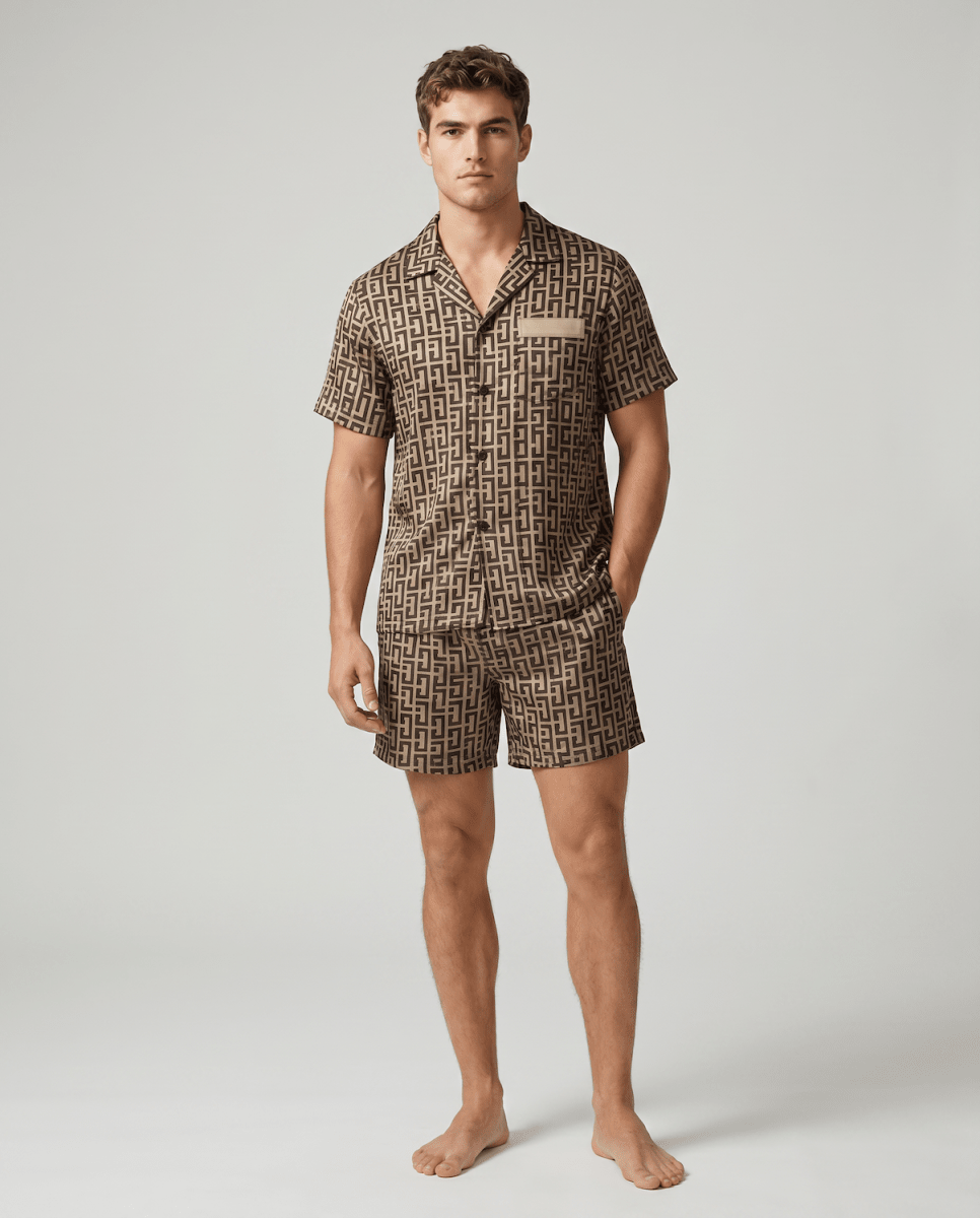 Bedrucktes kurzärmeliges Pyjama-Set für Herren-Sets for Men-Alpenkind