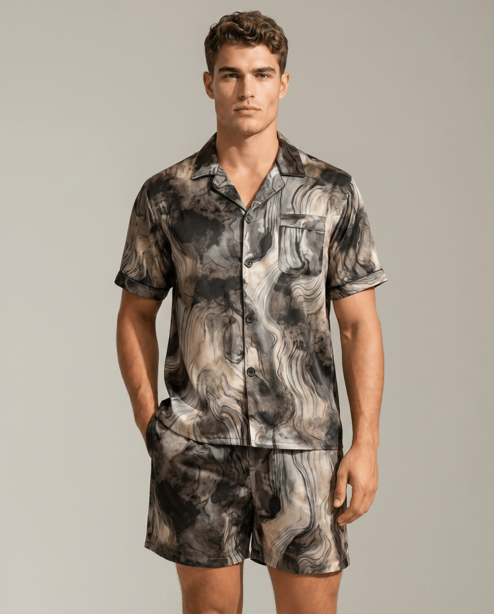 Bedrucktes kurzärmeliges Pyjama-Set für Herren-Sets for Men-Alpenkind