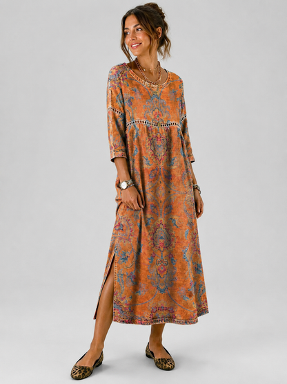 Bedrucktes Maxikleid für Damen mit Seitenschlitzen-Maxi Dress-Alpenkind
