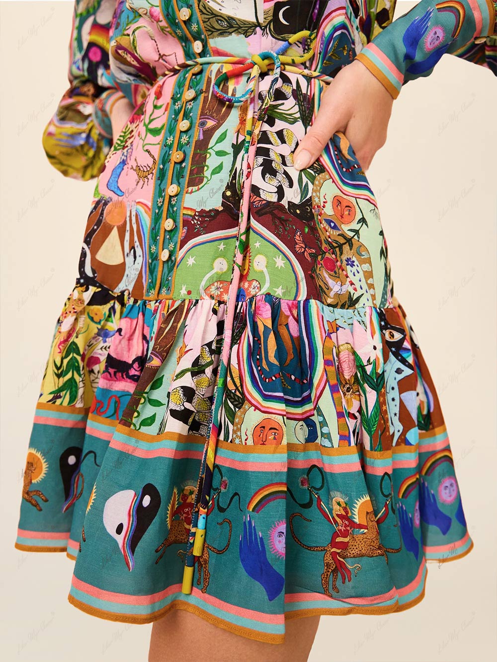 Bedrucktes Mini-Kleid mit langen Ärmeln für Damen-Mini Dress-Alpenkind