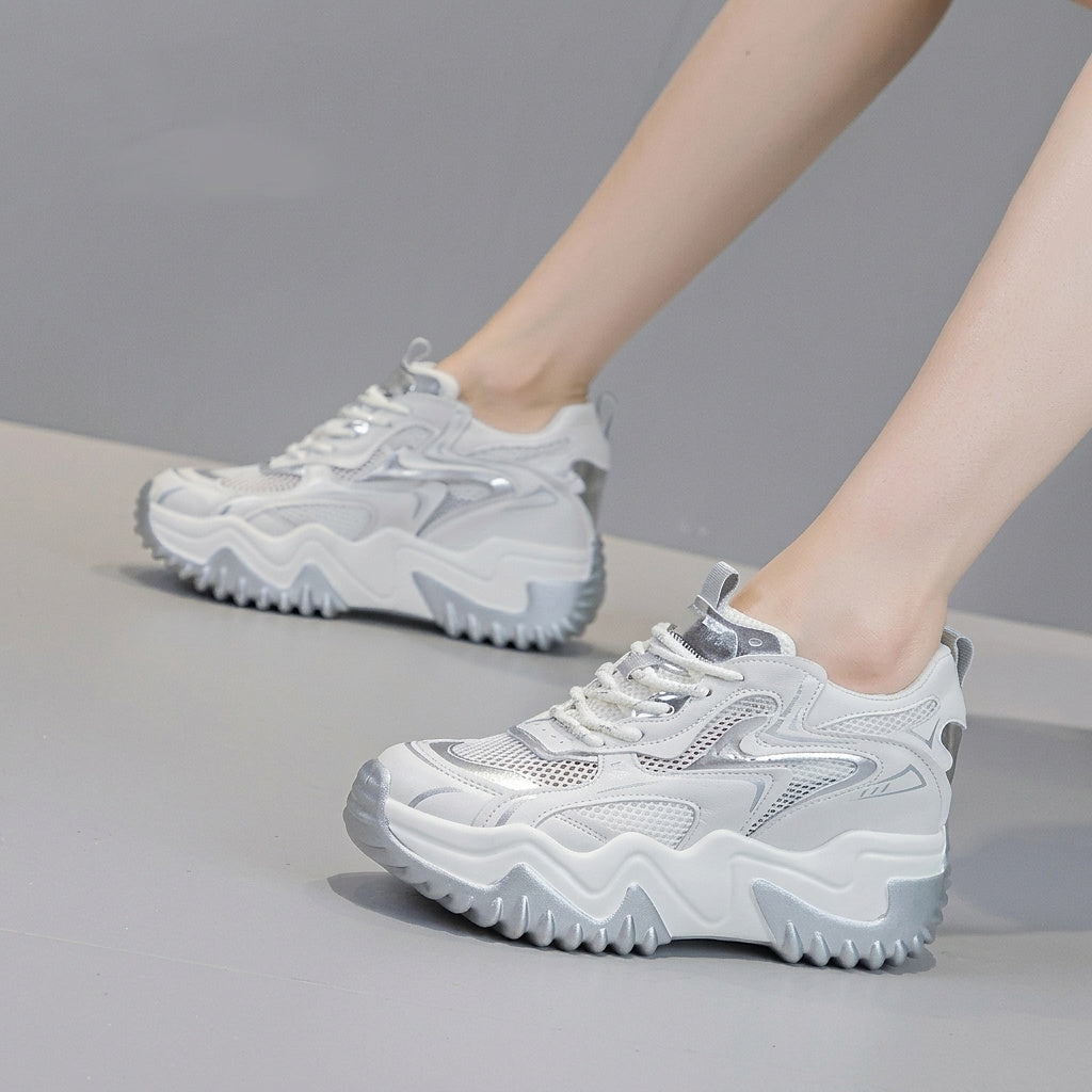 Chunky Mesh-Sneaker mit Schnürung für Damen-Footwear for women-Alpenkind