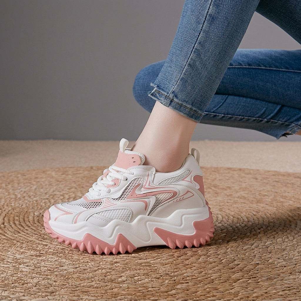 Chunky Mesh-Sneaker mit Schnürung für Damen-Footwear for women-Alpenkind